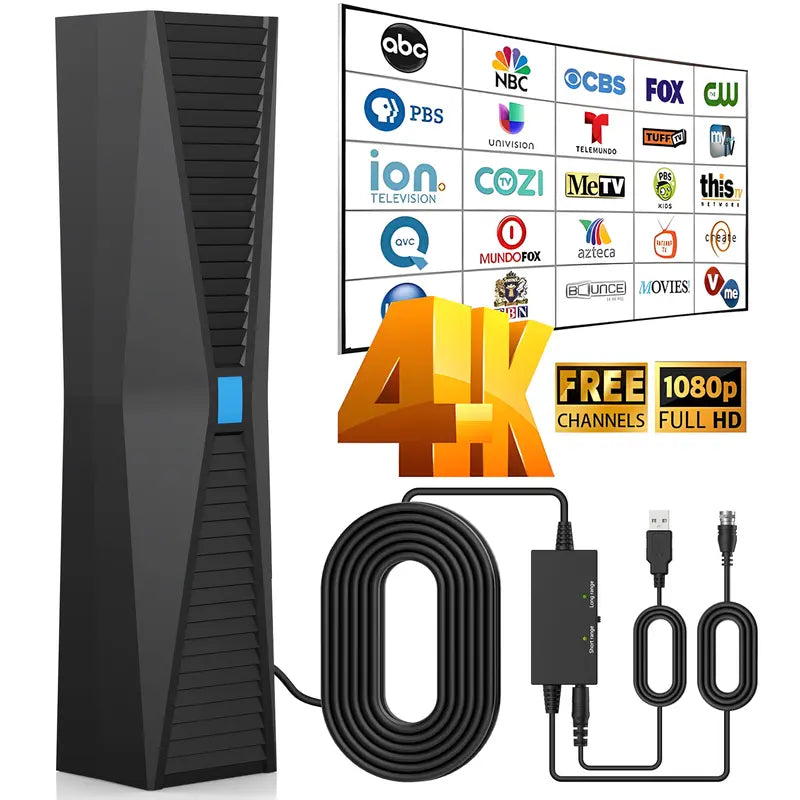 LAKEMID 4K Smart TV Antenna 360° Amplified HD Local Channels No Fees