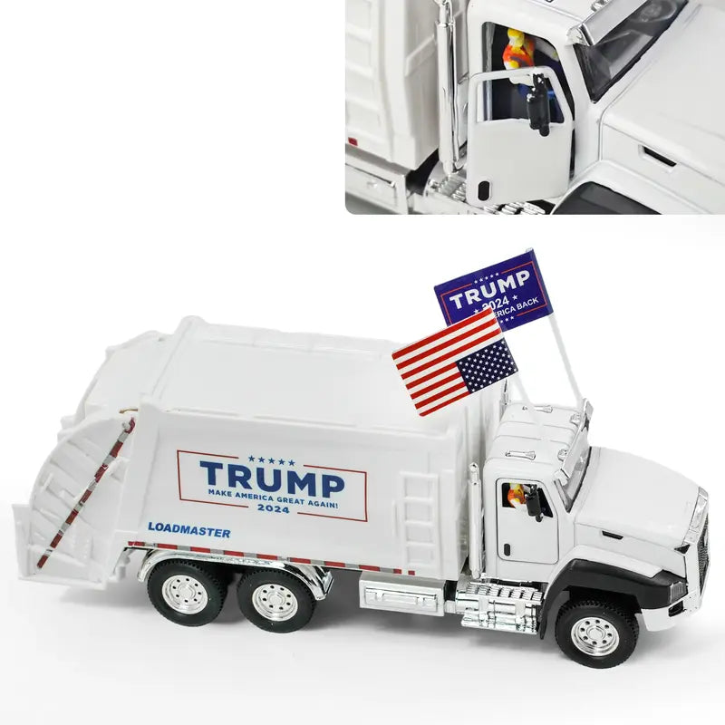 LAKEMID Donald Trump The 47th President Pull-Back Garbage Truck Model 1:50
