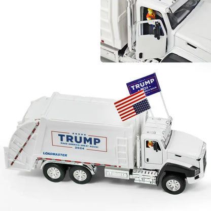 LAKEMID Donald Trump The 47th President Pull-Back Garbage Truck Model 1:50