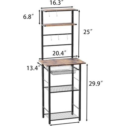 LAKEMID Kitchen Bakers Rack 6-Tier Coffee Bar Station Microwave Stand with Storage